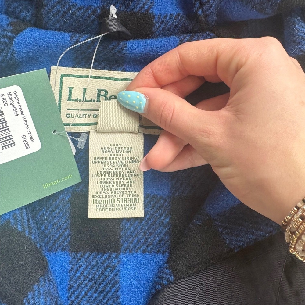LL Bean Original Baxter State Parka 82 Midnight Black Blue Plaid Lining Sz small - Picture 5 of 6